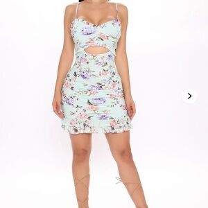 Floral Print Cutout Dress